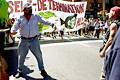 marcher and photographer have a confrontation, united for peace & justice march, 7th avenue, nyc, august 2004